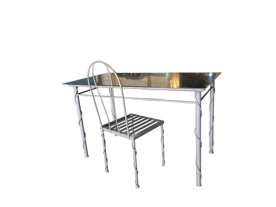 Glass top desk and chair