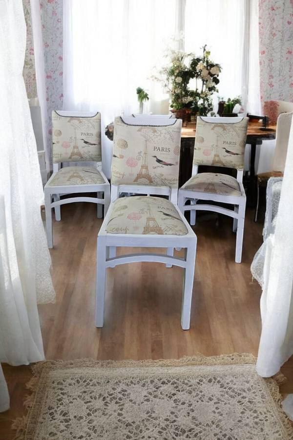 Set of 4 Shabby Chic Dining Room Chairs