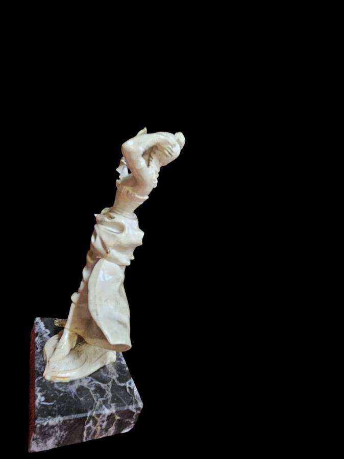 Exquisite Victorian Lady Figurine, gracefully poised on a genuine Carrara marble base made in Italy