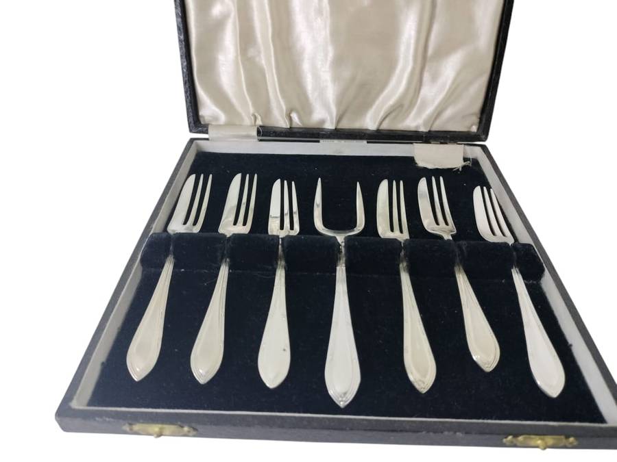 7Pc Vintage Silver Plated Fruit Set