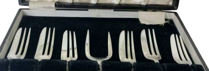 7Pc Vintage Silver Plated Fruit Set