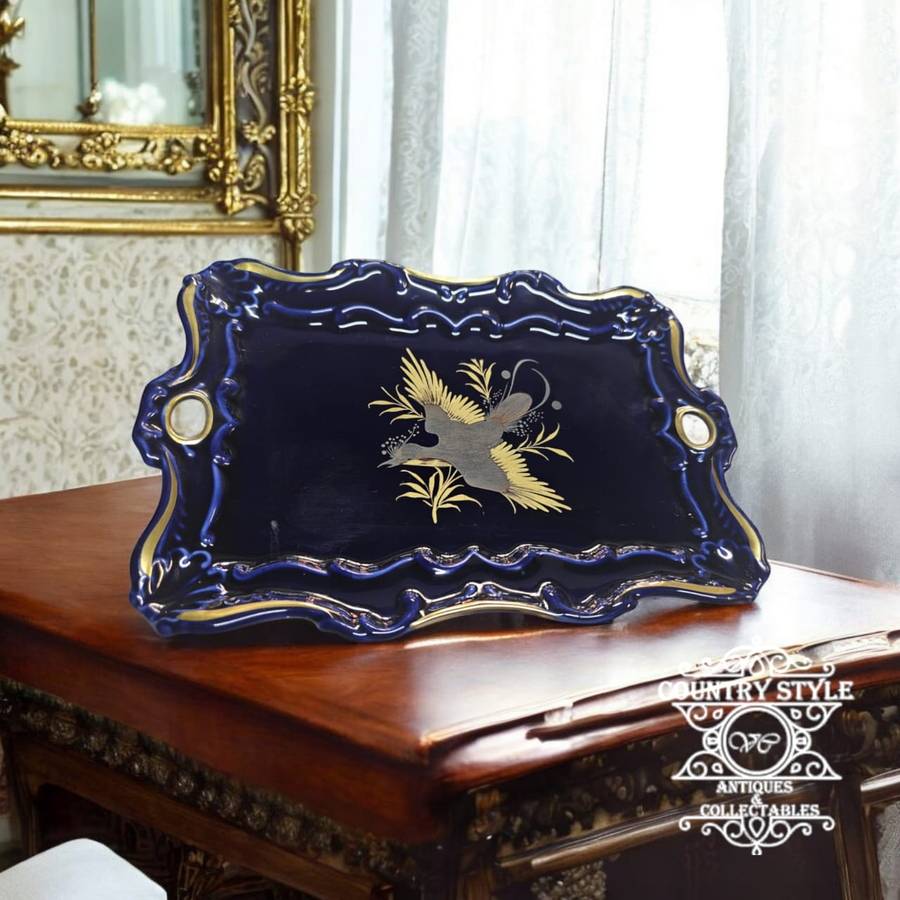 Capeans Porecelana Espana dark blue and gold platter