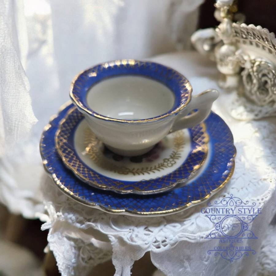 Miniature Tea Trio featuring French Courting Couple