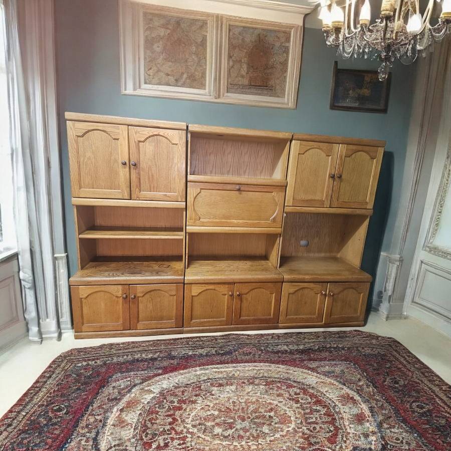 Large 3-Piece Oak Bookshelf