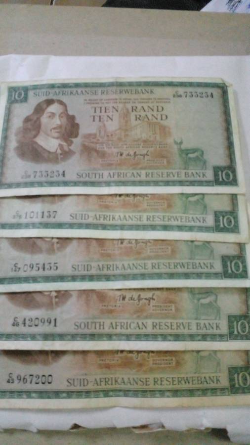 5 x S.AFRICA R10  T. W. De Kongh