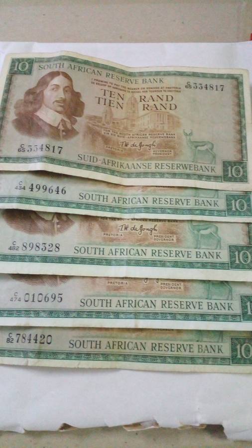 5 x S.AFRICA R10  T. W. De Kongh