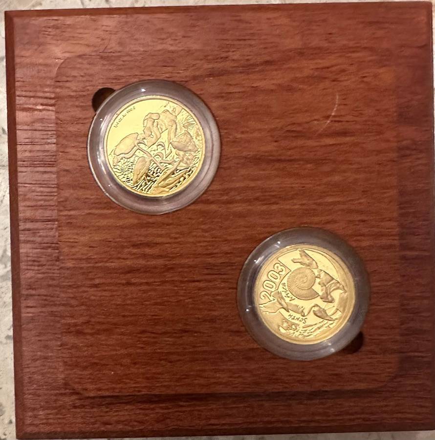 Proof 2003 2 X 1/4oz 24ct gold coins Launch set - only 199 minted. in original packaging