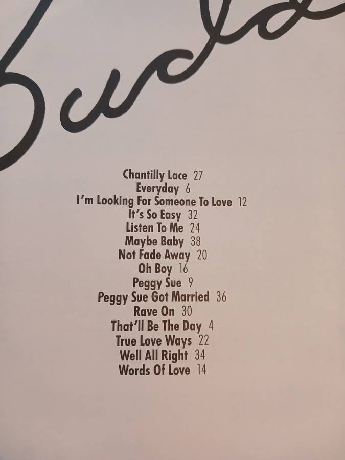 Buddy, The Buddy Holly Story, Sheet Music