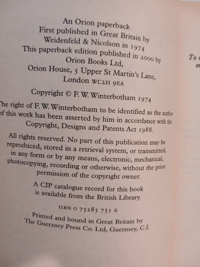 The Ultra Secret by F.W. Winterbotham