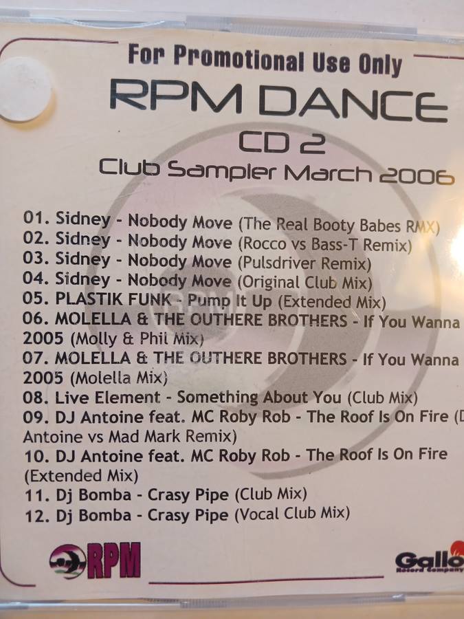 RPM Dance CD 2 Club Sampler March 2006 CD, Promo