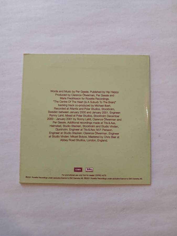 Roxette, The Centre of the Heart(Is a Suburb to the Brain) CD single, Promo, EU