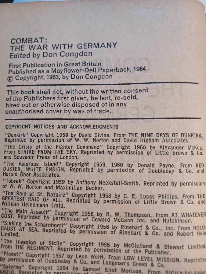 Combat, The War with Germany edited by Don Congdon