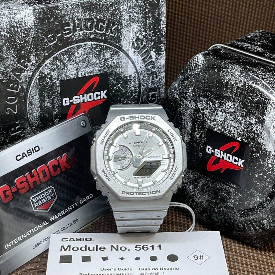 CASIO Men's G-Shock Carbon Core Metallic Silver Watch GA-2100FF-8AER
