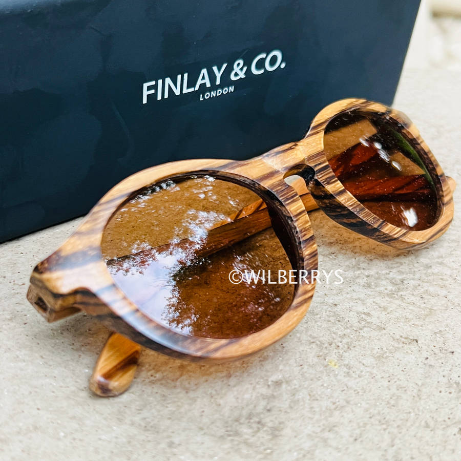 Finlay and Co London Mens Bosworth Wooden Polarised Sunglasses