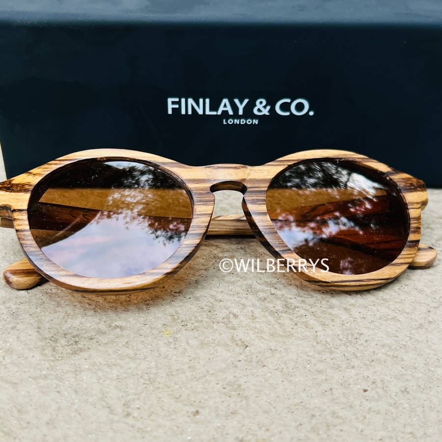 Finlay and Co London Mens Bosworth Wooden Polarised Sunglasses