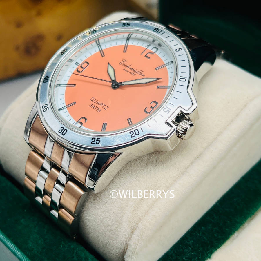 EICHMULLER Germany since 1950 Mens Lotus 44mm Two Toned Watch Orange