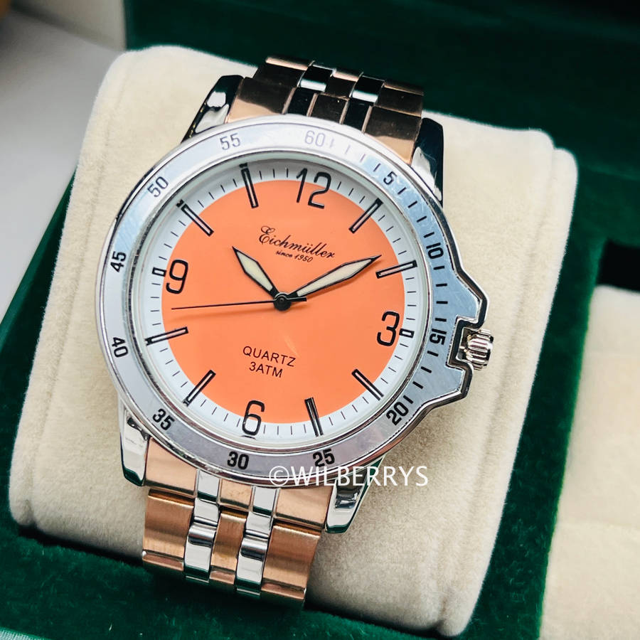EICHMULLER Germany since 1950 Mens Lotus 44mm Two Toned Watch Orange