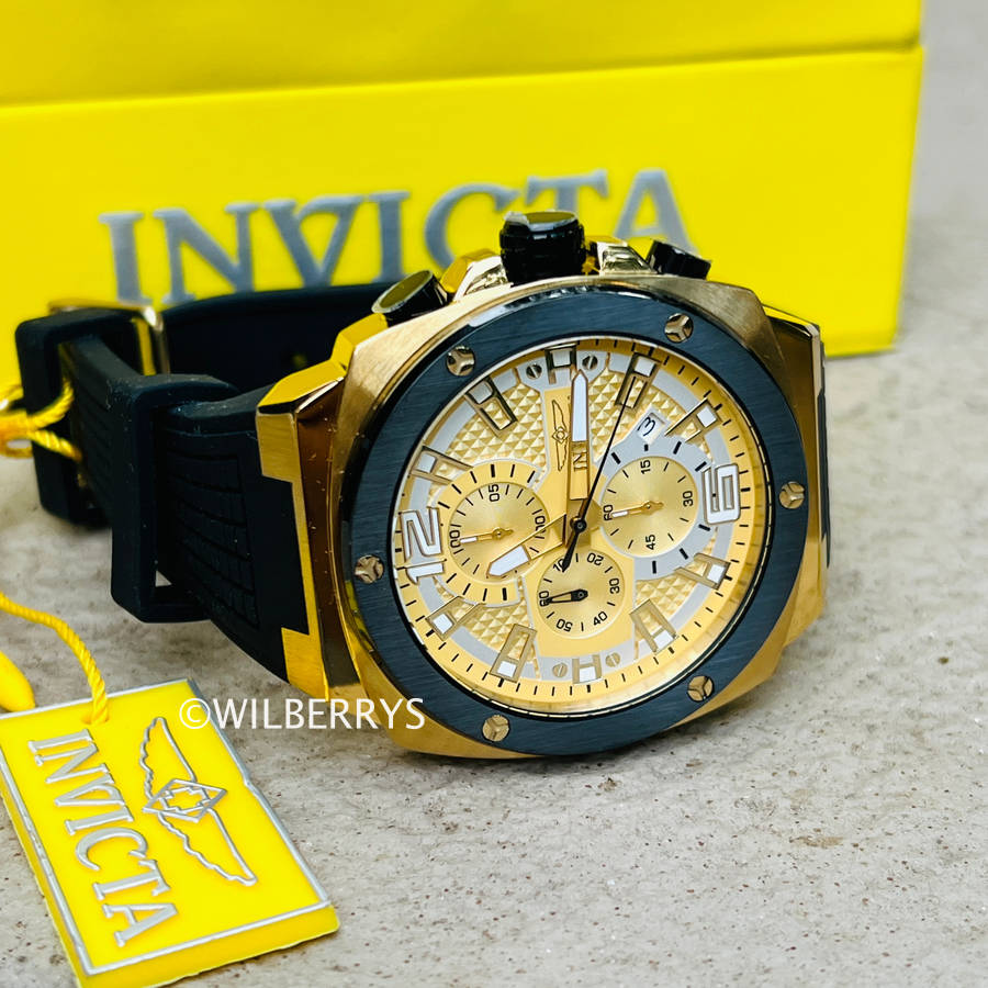 INVICTA Mens Racing Chronograph Limited Edition 47mm Watch Gold/Black
