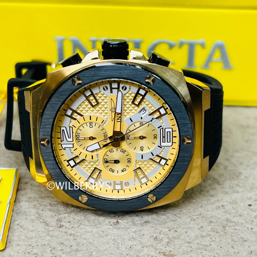 INVICTA Mens Racing Chronograph Limited Edition 47mm Watch Gold/Black