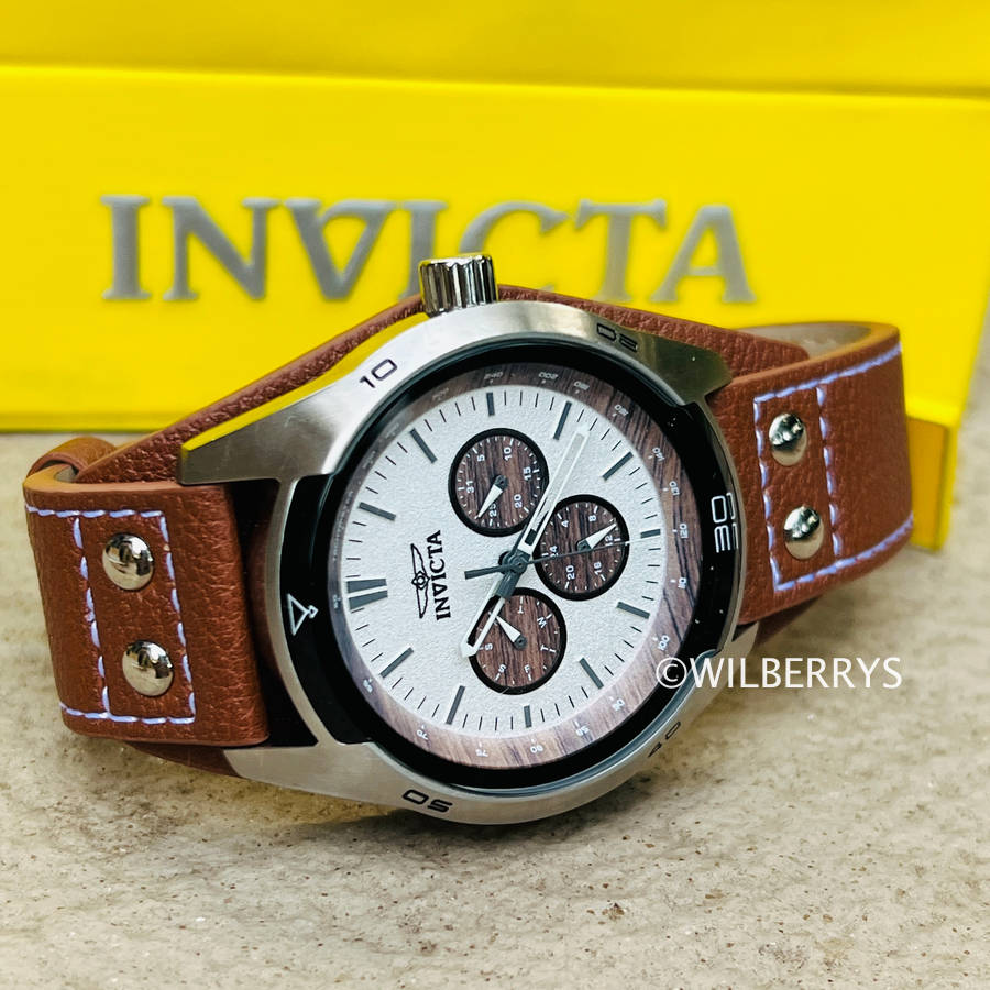 INVICTA Mens Classic Speciality 44mm Leather Cuff Watch