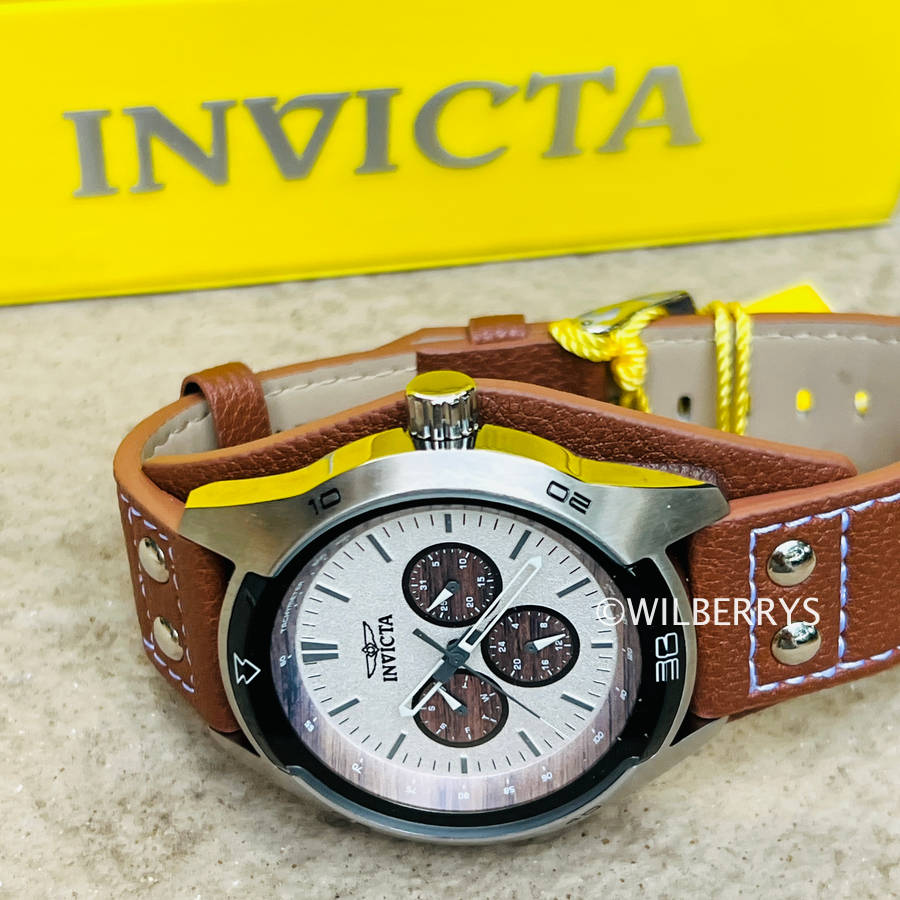 INVICTA Mens Classic Speciality 44mm Leather Cuff Watch
