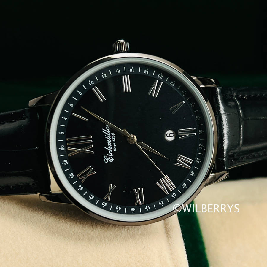EICHMULLER since 1950 Germany Men's Classic Quartz Watch Sleek Black