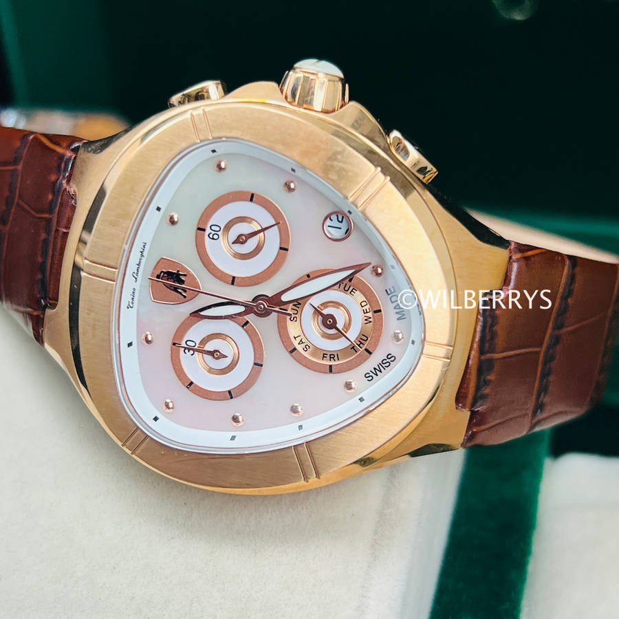 Tonino Lamborghini Women's Spyder Rose Gold / Brown Chronograph Watch