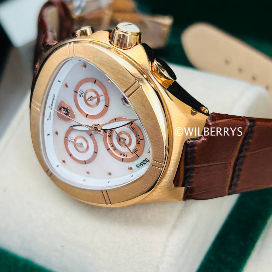 Tonino Lamborghini Women's Spyder Rose Gold / Brown Chronograph Watch