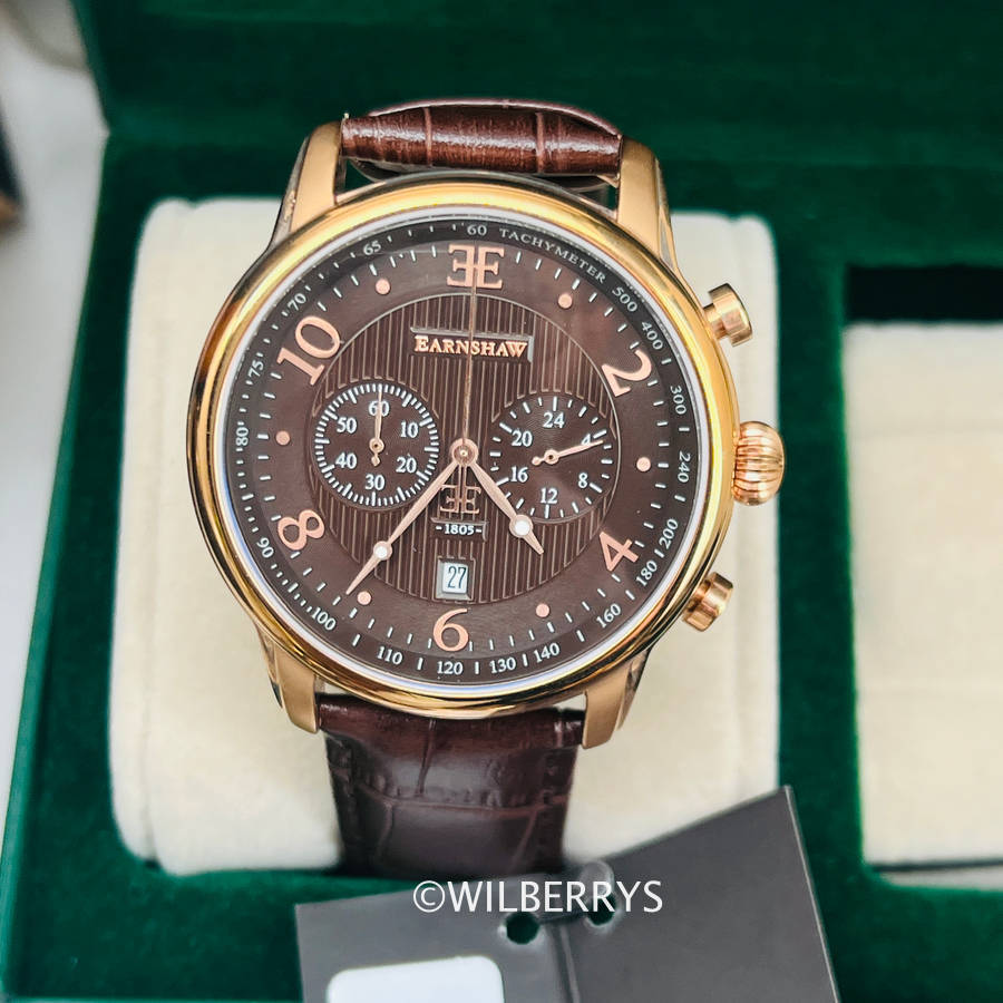 Thomas Earnshaw Breguet Classic Dress Chronograph Watch Chocolate Brown