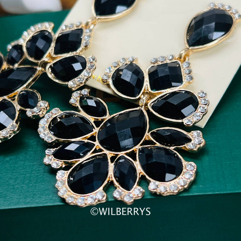 AMRITA NEW YORK Wizard of Oz Crystal Evening Dress Earring Jet Black