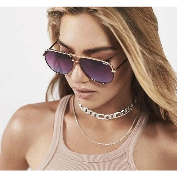 QUAY Australia Women's Celeb Worn HIGH KEY Oversized Aviator Sunglasses