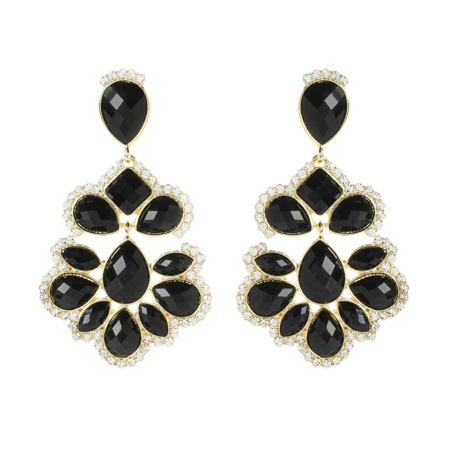 AMRITA NEW YORK Wizard of Oz Crystal Evening Dress Earring Jet Black