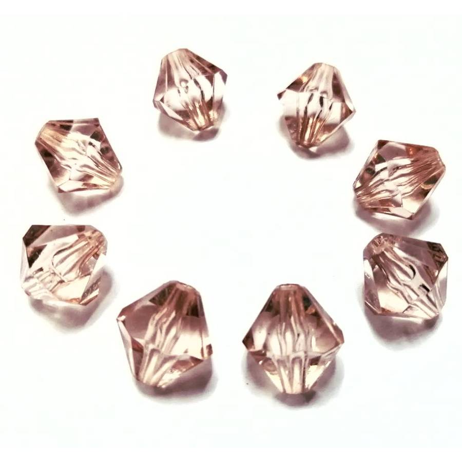 Beads / Acrylic Beads -14mm-8pcs-old rose facetted bicone-crystal optic / Beads for crafting