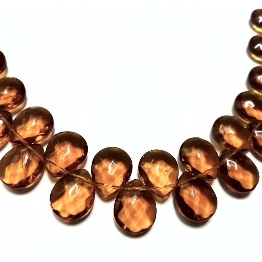 Beads / Glass Beads -16x12mm faceted amber brown teardrops- 28pcs string / Beads for crafting