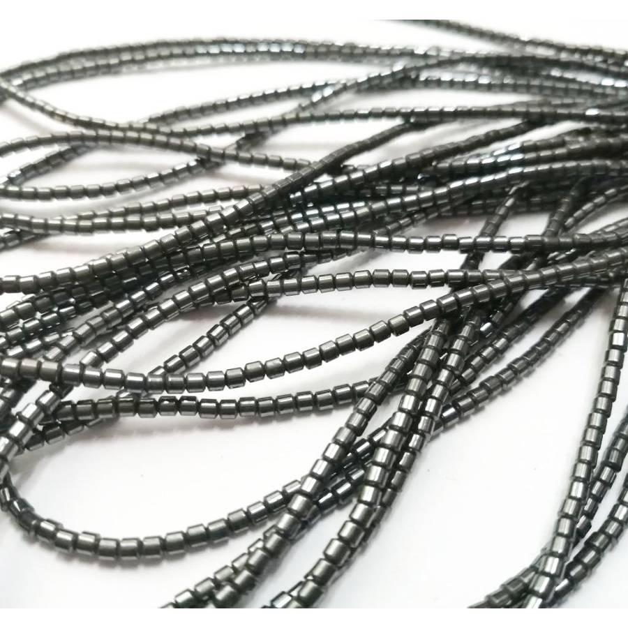Beads - Hematite Beads - 175 pcs string  - 2x2mm tubes / Beads for crafting