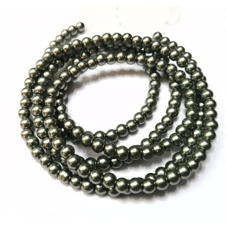 Beads / Glass Pearl Beads - 4mm -  light olive green +/-200  pcs string / Beads for crafting