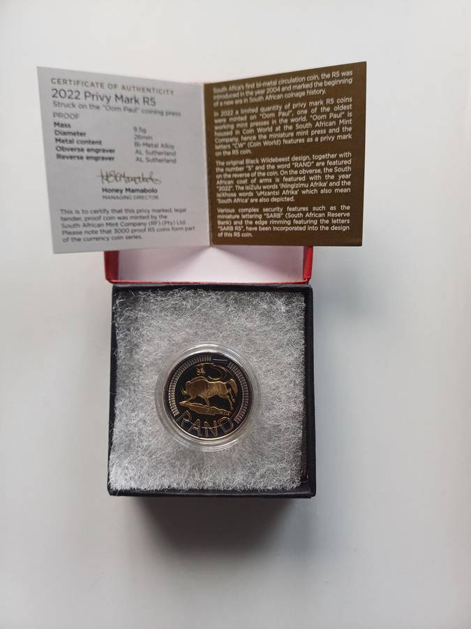 2004 and 2022 CW Oom Paul Mintmark  R5 coins