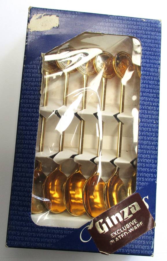 Viners Stainless Steel Cutlery - Kruger Rand Spoons - gold plated