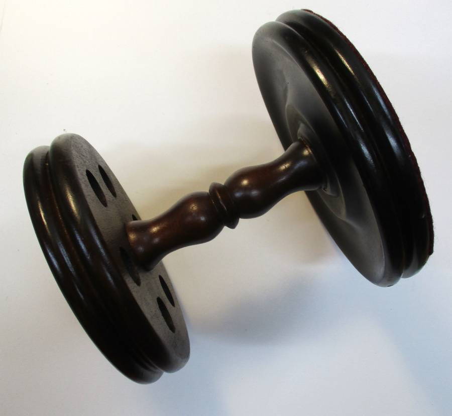 Old solid wood pipe stand for six pipes