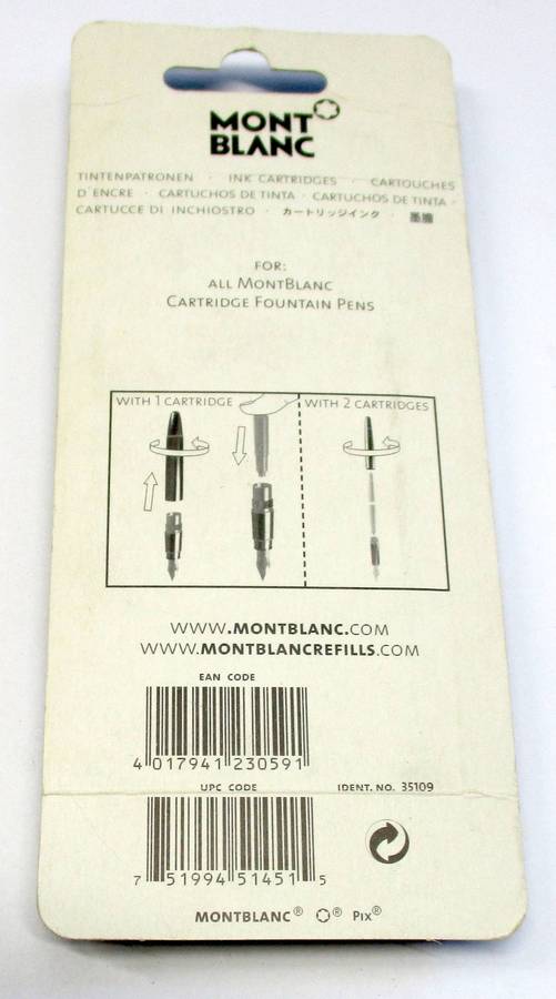 Mont Blanc - 12 Ink Cartridges  - Royal Blue - Sealed in original packaging