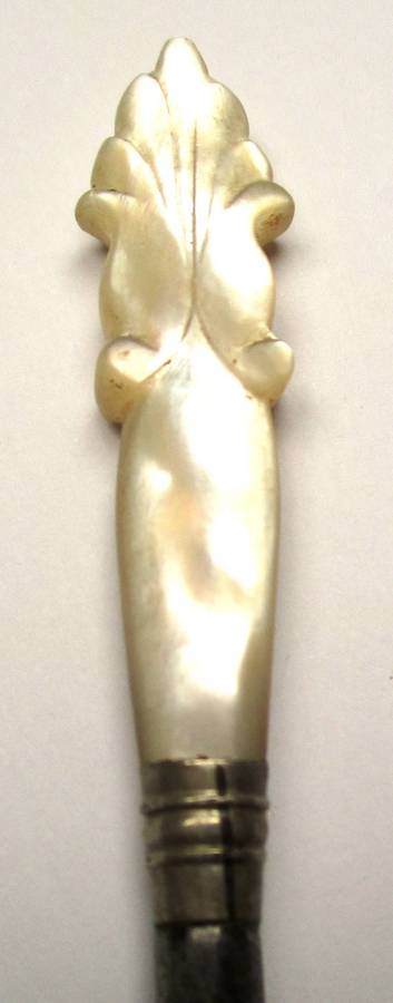 Antique / vintage sewing awl / punch - hand carved mother of pearl