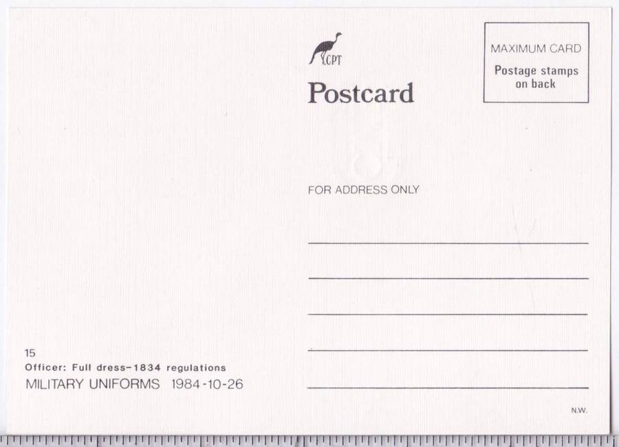 Military Uniforms - Unused Postcard - The Cape Mounted Rifles 1827 - 1835 #5