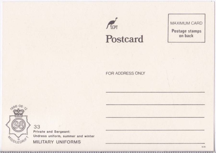 Post card / Maxi card - Military Uniforms - 1986 #3