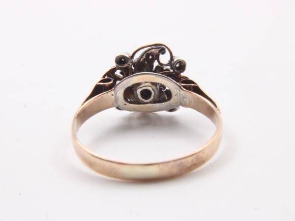 ANTIQUE 18K GOLD, DIAMOND & PEARL RING