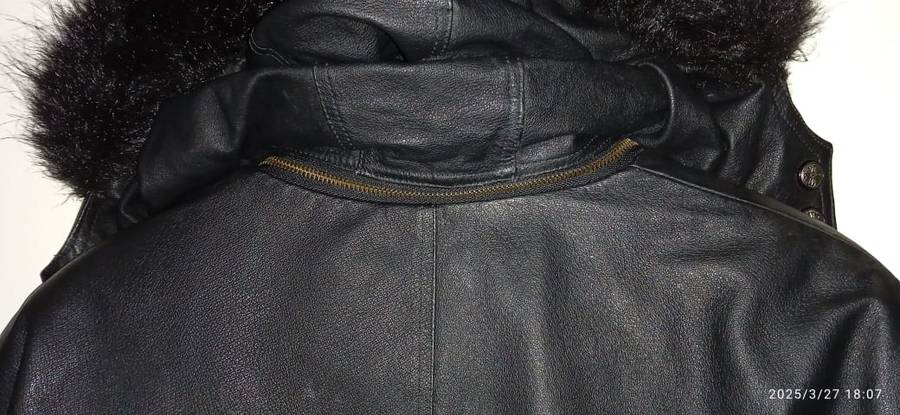 Wilsons Leather Black Hooded Mid-Length Jacket with Faux Fur Trim Hood