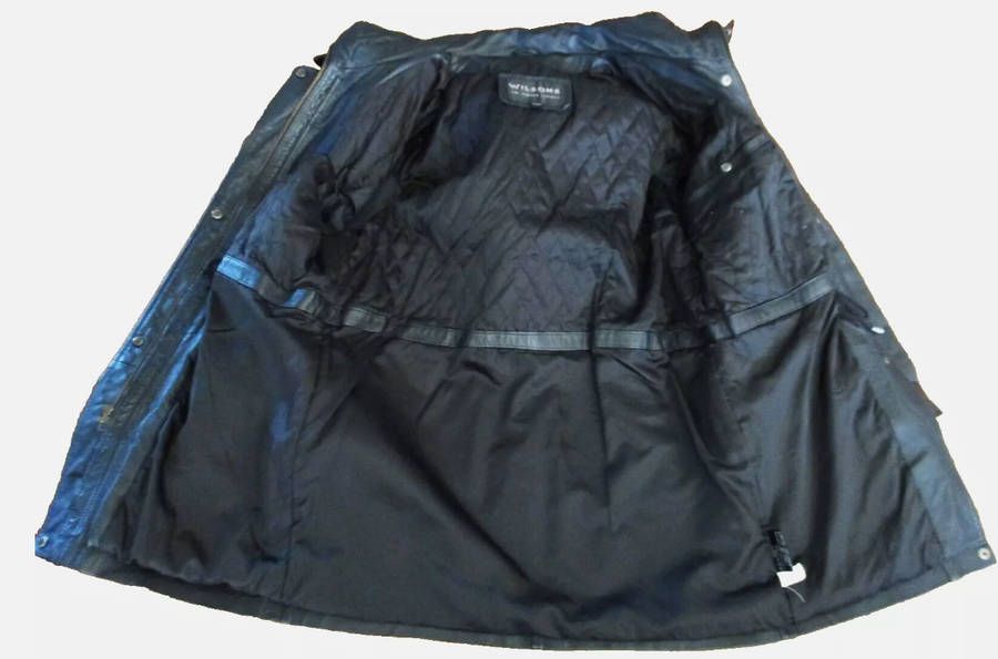 Wilsons Leather Black Hooded Mid-Length Jacket with Faux Fur Trim Hood