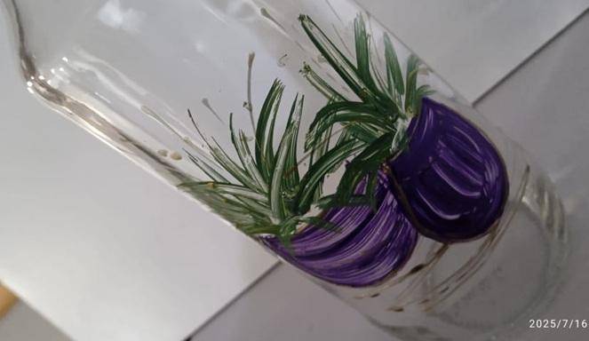 Vase and painted glass bottle
