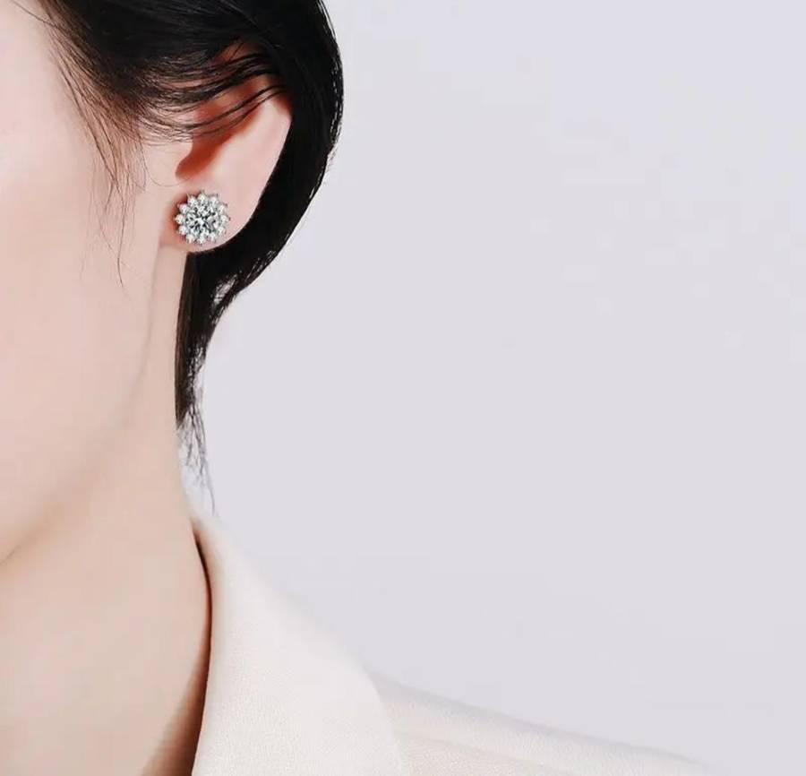 SPECIAL - 2ct Moissanite Sunflower Earrings