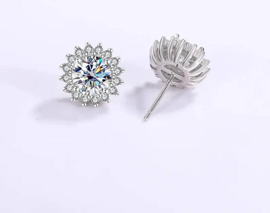 SPECIAL - 2ct Moissanite Sunflower Earrings