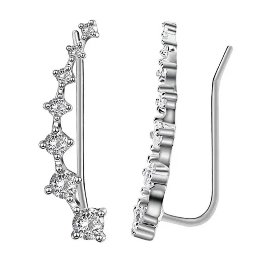 925 Silver CZ Climber Earrings